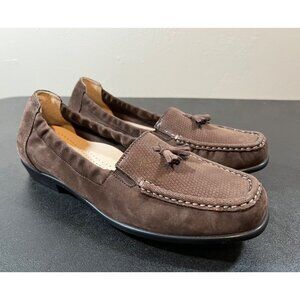 SAS Hope Brown Turf Slip On Tassel Loafer Shoes Suede Leather Comfort 8.5 M